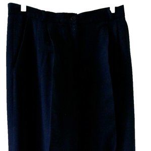 CHAUS VINTAGE BLACK 100% WOOL PLEATED CUFFED LINED DRESS PANTS 14